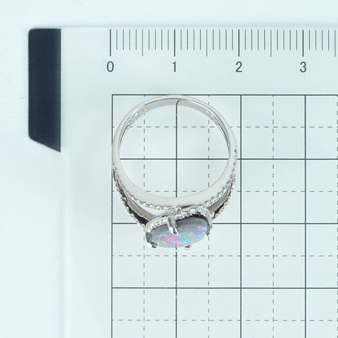 Pre-owned K18WG OPAL Black Opal Ring, BO 2.00ct, D 0.27ct, 4.3g, #12.5 