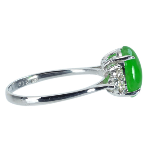 [Pre-owned] K18WG JADEITE RING Jadeite Ring Jadeite 2.19ct Diameter 0.32ct 2.3g #12.5 