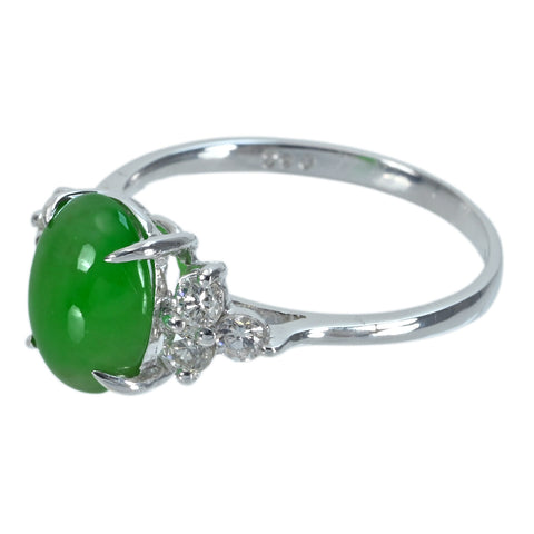 [Pre-owned] K18WG JADEITE RING Jadeite Ring Jadeite 2.19ct Diameter 0.32ct 2.3g #12.5 