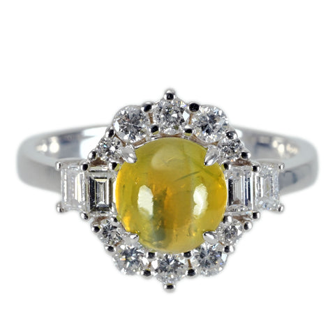 K18WG CATS EYE RING クリソベリルキャッツアイリング CE2.16ct D0.69ct 4.7g #12.5
