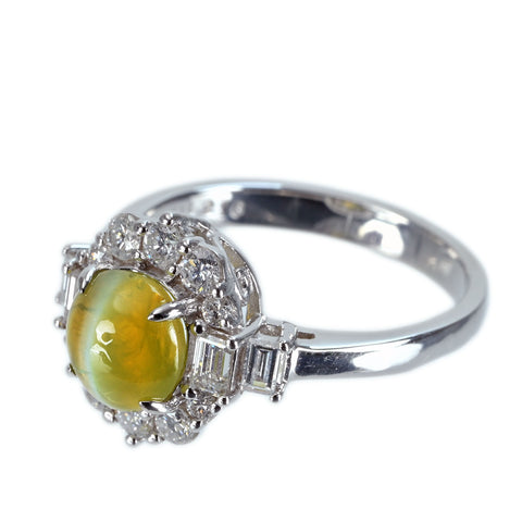 K18WG CATS EYE RING クリソベリルキャッツアイリング CE2.16ct D0.69ct 4.7g #12.5