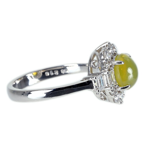 K18WG CATS EYE RING クリソベリルキャッツアイリング CE2.16ct D0.69ct 4.7g #12.5