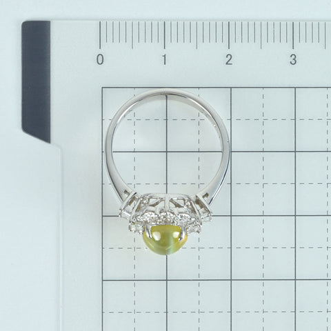 K18WG CATS EYE RING クリソベリルキャッツアイリング CE2.16ct D0.69ct 4.7g #12.5