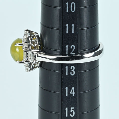 K18WG CATS EYE RING クリソベリルキャッツアイリング CE2.16ct D0.69ct 4.7g #12.5