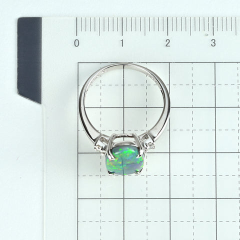 【中古】K18WG BLACK OPALブラックオパールリング BO2.29ct D0.13ct 3.4g #13.5