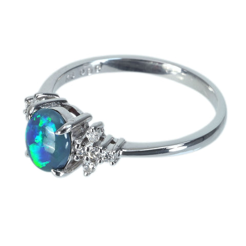 【中古】K18WG BLACK OPALブラックオパールリング BO0.90ct D0.15ct 2.7g #13