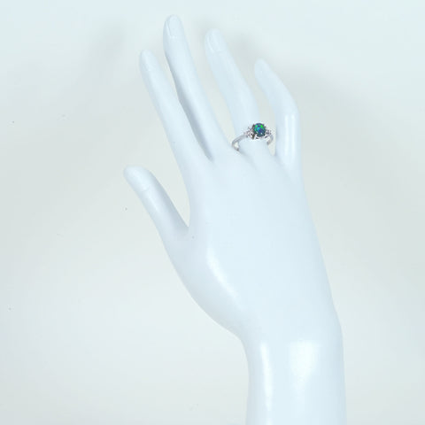 【中古】K18WG BLACK OPALブラックオパールリング BO0.90ct D0.15ct 2.7g #13