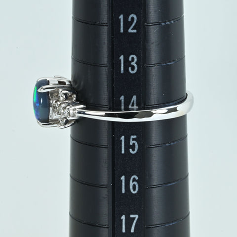 【中古】K18WG BLACK OPALブラックオパールリング BO0.90ct D0.15ct 2.7g #13