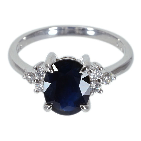 【中古】K18WG SAPPHIRE サファイアリング S2.022ct D0.18ct 3.6g #11.5