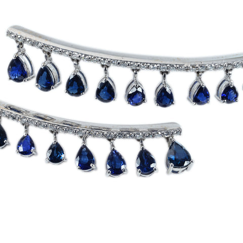 【中古】K18WG SAPPHIRE NECKLACE サファイア/ダイヤモンド チョーカーネックレス S9.56ct D3.87ct 日宝協 鑑別書 30.6g