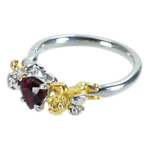 Pre-owned 18K White Gold/Yellow Gold Myanmar Ruby Ring, Unheated, 1.01ct Pigeon Blood, GRS Certificate, 6.2g, #11 