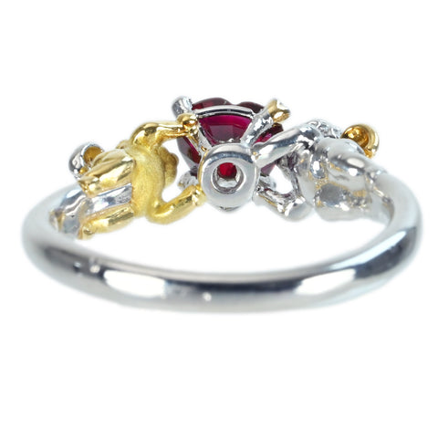 Pre-owned 18K White Gold/Yellow Gold Myanmar Ruby Ring, Unheated, 1.01ct Pigeon Blood, GRS Certificate, 6.2g, #11 