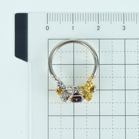 Pre-owned 18K White Gold/Yellow Gold Myanmar Ruby Ring, Unheated, 1.01ct Pigeon Blood, GRS Certificate, 6.2g, #11 