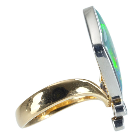 【中古】K18YG//PT900 OPAL RING オパールリング OP3.18ct D0.07ct 7.0g #12