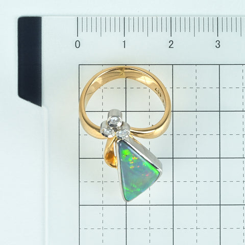 【中古】K18YG//PT900 OPAL RING オパールリング OP3.18ct D0.07ct 7.0g #12