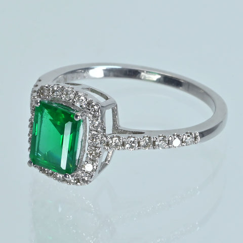 【中古】K18WG EMERALD ザンビア産ノントリートメントエメラルドリング E0.96ct D0.30ct GIA鑑別書 2.6g #13