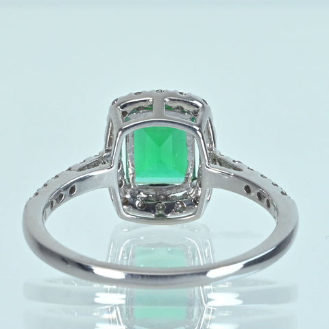 【中古】K18WG EMERALD ザンビア産ノントリートメントエメラルドリング E0.96ct D0.30ct GIA鑑別書 2.6g #13