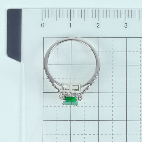 【中古】K18WG EMERALD ザンビア産ノントリートメントエメラルドリング E0.96ct D0.30ct GIA鑑別書 2.6g #13