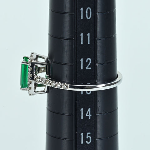 【中古】K18WG EMERALD ザンビア産ノントリートメントエメラルドリング E0.96ct D0.30ct GIA鑑別書 2.6g #13