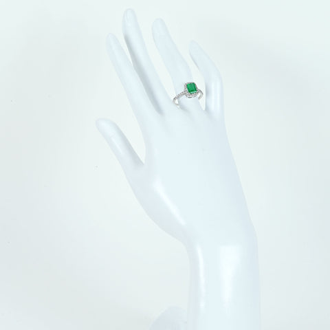 【中古】K18WG EMERALD ザンビア産ノントリートメントエメラルドリング E0.96ct D0.30ct GIA鑑別書 2.6g #13