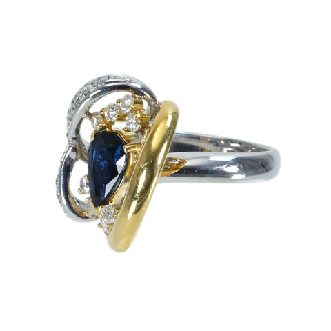 [Pre-owned] K18/K18WG SAPPHIRE Sapphire Ring, S0.96ct, D0.45ct, 7.3g, #9 