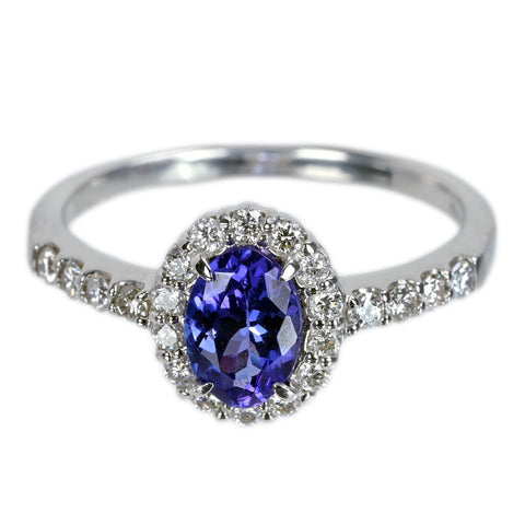 【中古】PT950 TANZANITE タンザナイトリング T0.64ct D0.29ct 4.4g #11.5