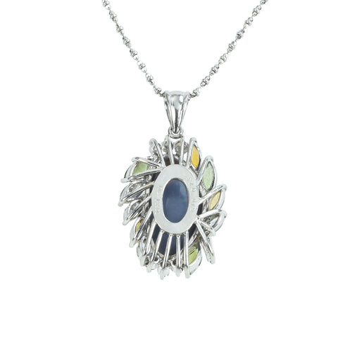 【中古】K18/PT900 BLACK OPAL ブラックオパールペンダントネックレス BO6.10ct D0.73ct ソーティング 11.8g