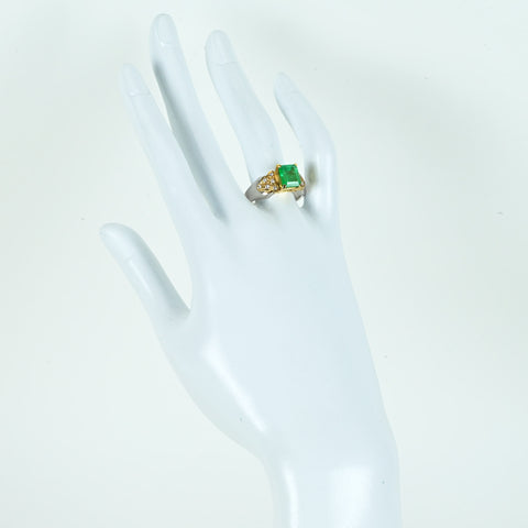 【中古】PT900/K18YG EMERALD RING エメラルドリング E1.97ct D0.17ct 9.8g #16