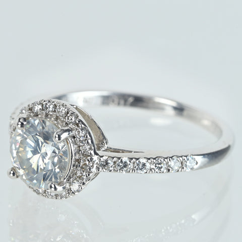 【中古】K18WG DIAMONDダイヤモンドリング 1.017ct Jカラー SI2クラス Excellentカット D0.28ct CGLソ 3.2g #13.5