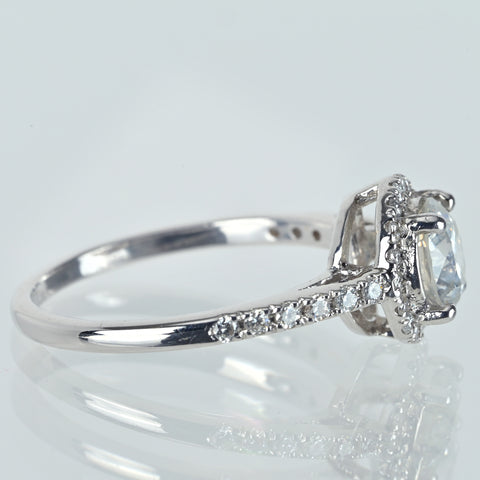 【中古】K18WG DIAMONDダイヤモンドリング 1.017ct Jカラー SI2クラス Excellentカット D0.28ct CGLソ 3.2g #13.5