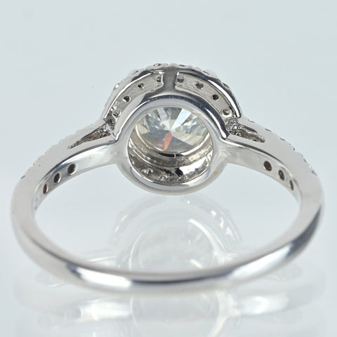【中古】K18WG DIAMONDダイヤモンドリング 1.017ct Jカラー SI2クラス Excellentカット D0.28ct CGLソ 3.2g #13.5