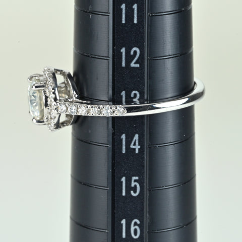 【中古】K18WG DIAMONDダイヤモンドリング 1.017ct Jカラー SI2クラス Excellentカット D0.28ct CGLソ 3.2g #13.5