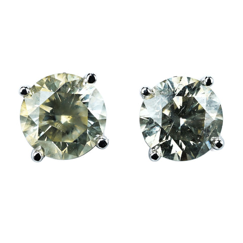 【中古】K14WG DIAMOND EARRINGS ダイヤモンドピアス D1.864ct +D1.784ct 2.3g
