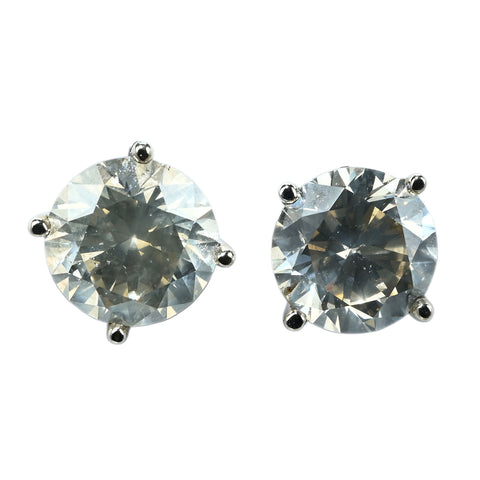 【中古】K14WG DIAMOND EARRINGS ダイヤモンドピアス D2.05ct D2.11ct 2.6g