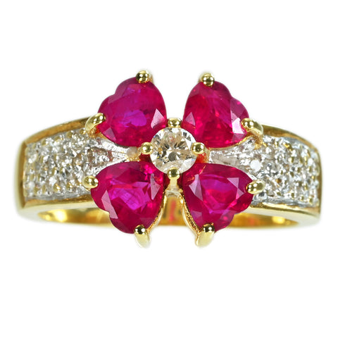 [Pre-owned] K18YG RUBY RING Ruby Ring R1.50ct D0.23ct 5.0g #12 