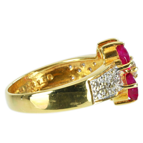 [Pre-owned] K18YG RUBY RING Ruby Ring R1.50ct D0.23ct 5.0g #12 