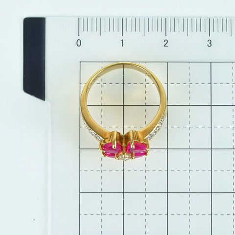 [Pre-owned] K18YG RUBY RING Ruby Ring R1.50ct D0.23ct 5.0g #12 