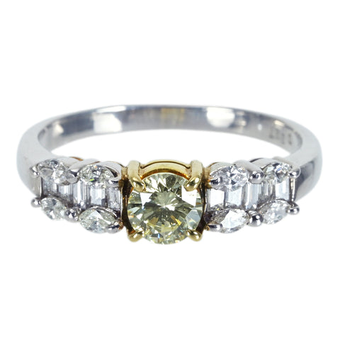 【中古】K18/PT900 DIAMONDダイヤモンドリング 0.397ct D0.43ct 4.0g #13