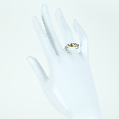 【中古】K18/PT900 DIAMONDダイヤモンドリング 0.397ct D0.43ct 4.0g #13