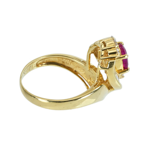 【中古】K18YG RUBYルビーリング R1.01ct D0.63ct 5.8g #12