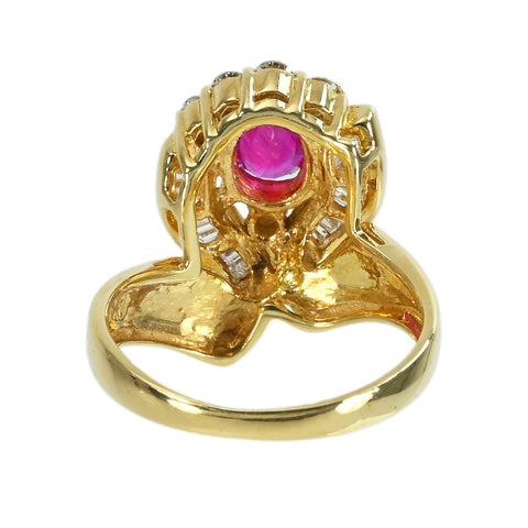 【中古】K18YG RUBYルビーリング R1.01ct D0.63ct 5.8g #12