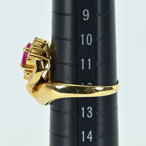 【中古】K18YG RUBYルビーリング R1.01ct D0.63ct 5.8g #12