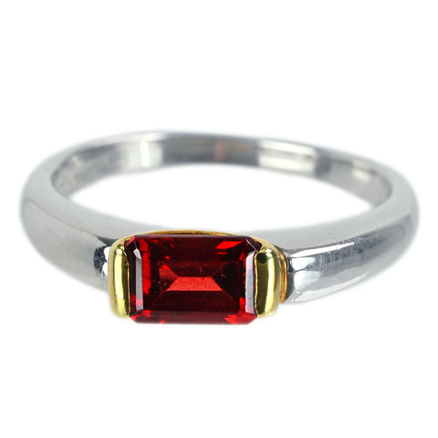 【中古】PT900/K18YG ガーネットリング 3.5g #7