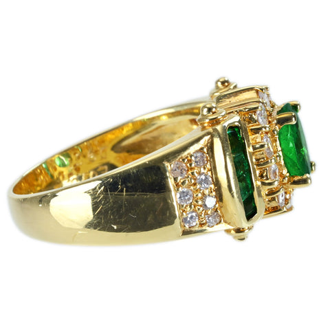 【中古】K18YG EMERALD RING エメラルドリング E0.70ct D0.51ct 8.9g #14