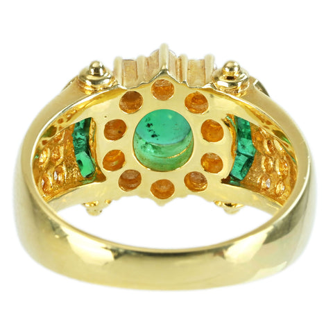 【中古】K18YG EMERALD RING エメラルドリング E0.70ct D0.51ct 8.9g #14