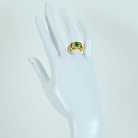 【中古】K18YG EMERALD RING エメラルドリング E0.70ct D0.51ct 8.9g #14