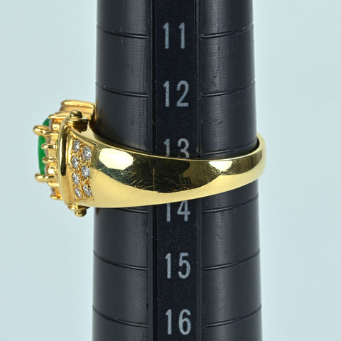 【中古】K18YG EMERALD RING エメラルドリング E0.70ct D0.51ct 8.9g #14