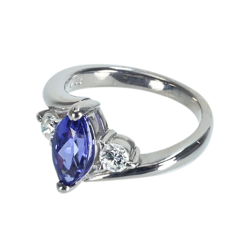 【中古】K18WG TANZANITEタンザナイトリング T1.28ct D0.33ct 5.8g #9.5