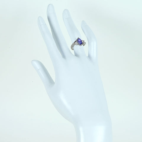 【中古】K18WG TANZANITEタンザナイトリング T1.28ct D0.33ct 5.8g #9.5