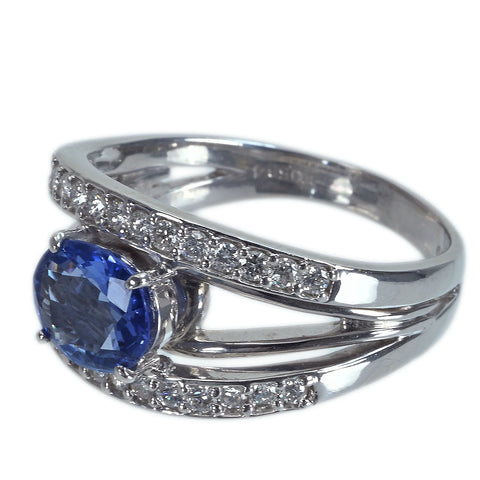 【中古】K18WG SAPPHIREサファイアリング S2.09ct D0.584ct 9.0g #18